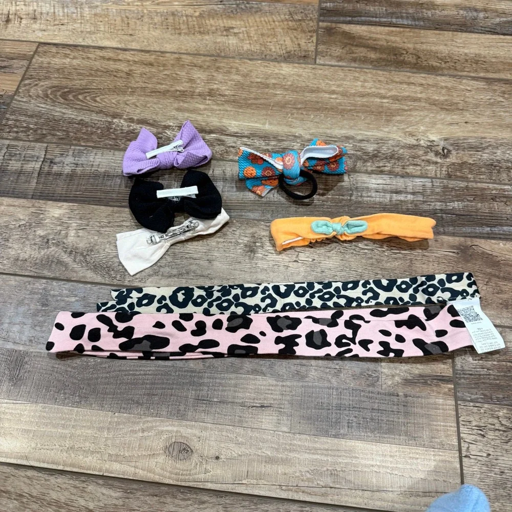 Kids Headbands Bows Lot Various Prints Colors‎ Fabric Hair Accessories 5pc